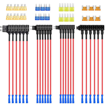 Picture of Nilight 24 Pcs 12V Car Add-a-Circuit Fuse Tap Standard Mini Micro2 and Low Profile Fuse Taps 4 Types ATO ATC ATM APM Fuse Holder for Cars Trucks Boats