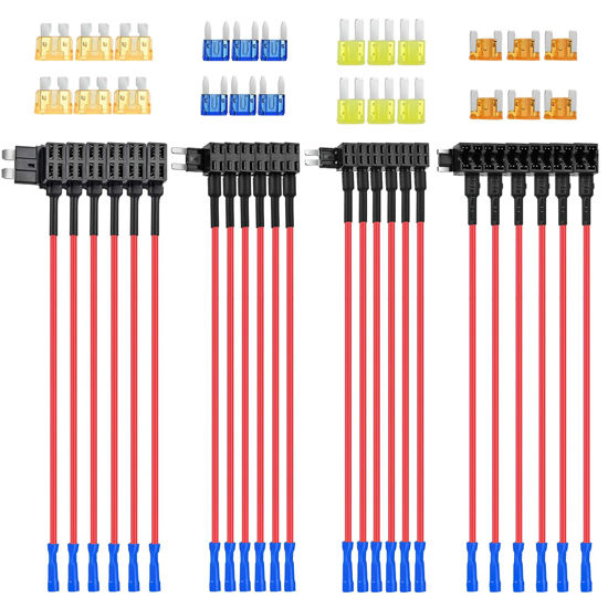 Picture of Nilight 24 Pcs 12V Car Add-a-Circuit Fuse Tap Standard Mini Micro2 and Low Profile Fuse Taps 4 Types ATO ATC ATM APM Fuse Holder for Cars Trucks Boats