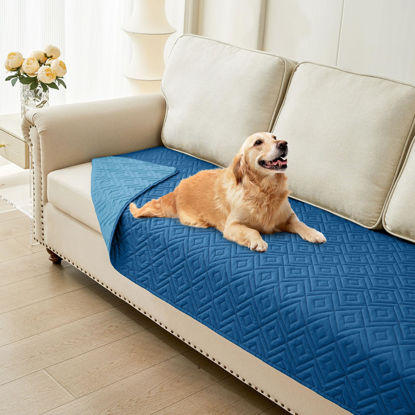 Picture of hyha Waterproof Dog Blanket, Soft Pet Bed Blankets, Waterproof Sofa Couch Cover for Dogs Washable, Reversible Pet Couch Covers for Sofa Furniture (30x70 Inch, Navy Blue/Blue)