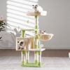 Picture of Heybly Cat Tree with Toy, Cat Tower condo for Indoor Cats, Cat House with Padded Plush Perch, Cozy Hammock and Sisal Scratching Posts, Green and Beige HCT004SGM