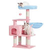 Picture of Heybly Cat Tree with Toy, Cat Tower condo for Indoor Cats, Cat House with Padded Plush Perch, Cozy Hammock and Sisal Scratching Posts, Blue and Pink HCT004SBP