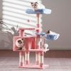 Picture of Heybly Cat Tree with Toy, Cat Tower condo for Indoor Cats, Cat House with Padded Plush Perch, Cozy Hammock and Sisal Scratching Posts, Blue and Pink HCT004SBP
