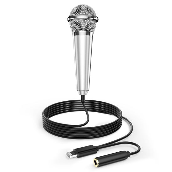 Picture of Mini Microphone for iPhone iPad Small ASMR Tiny Microphone for Voice Video Recording Singing, Vlogging, Podcasting YouTube (1 PCS Silver)