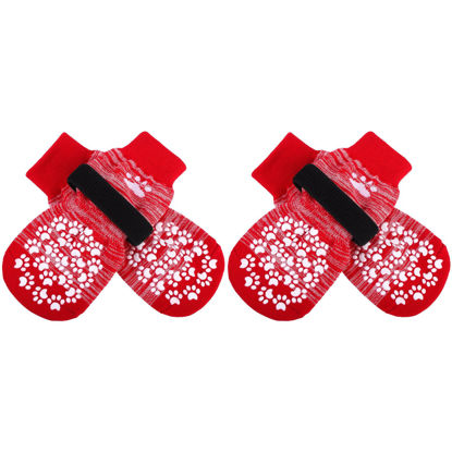 Picture of EXPAWLORER Anti Slip Dog Socks to Prevent Licking Paws, Dog Shoes for Hot Pavement, Dog Booties for Small Medium Large Senior Dogs, Traction Control Dog Boots & Paw Protectors for Hardwood Floors-Red