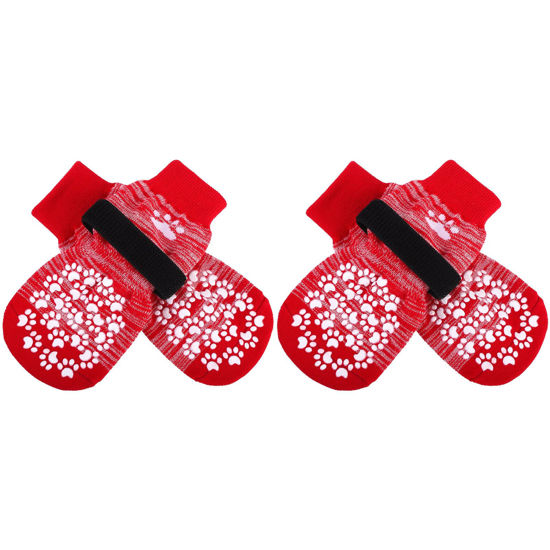 Picture of EXPAWLORER Anti Slip Dog Socks to Prevent Licking Paws, Dog Shoes for Hot Pavement, Dog Booties for Small Medium Large Senior Dogs, Traction Control Dog Boots & Paw Protectors for Hardwood Floors-Red