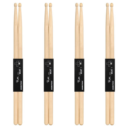 Picture of 4 Pairs Drum Sticks, 5A Drum Sticks, Oval Wood Tip Drum Stick for Drums, Non-slip Drum Stick for Jazz Drum Electronic Drums Musical Instrument Percussion (5A, 4 Pairs)