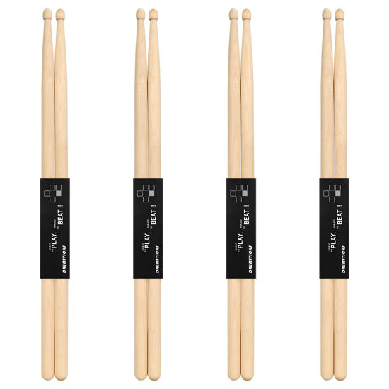 Picture of 4 Pairs Drum Sticks, 5A Drum Sticks, Oval Wood Tip Drum Stick for Drums, Non-slip Drum Stick for Jazz Drum Electronic Drums Musical Instrument Percussion (5A, 4 Pairs)