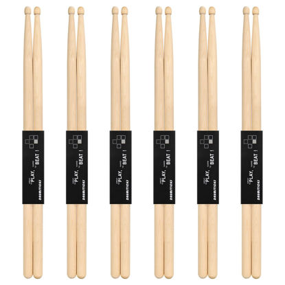 Picture of 6 Pairs Drum Sticks, 5A Drum Sticks, Oval Wood Tip Drum Stick for Drums, Non-slip Drum Stick for Jazz Drum Electronic Drums Musical Instrument Percussion (5A, 6 Pairs)
