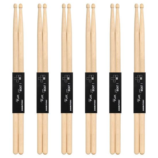 Picture of 6 Pairs Drum Sticks, 5A Drum Sticks, Oval Wood Tip Drum Stick for Drums, Non-slip Drum Stick for Jazz Drum Electronic Drums Musical Instrument Percussion (5A, 6 Pairs)