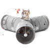 Picture of Tempcore Pet Cat Tunnel Tube Cat Toys 3 Way Collapsible, Cat Tunnels for Indoor Cats Fleece-Lined in for Warmth，Kitty Tunnel Bored Cat Pet Toys Peek Hole Toy Ball Cat, Puppy, Kitten, Rabbit Gray Sun
