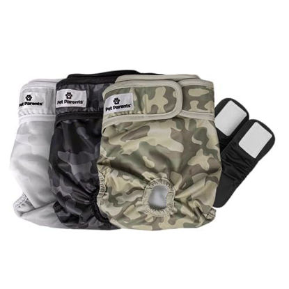 Picture of Pet Parents Washable Dog Diapers (3pack) of Durable Doggie Diapers, Premium Female Dog Diapers (X-Large, Camo)