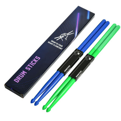 Picture of OIETON 2 Pairs of 5A Nylon Drum Sticks, Plastic Drum Sticks with Non-Slip Handles for Kids Adults Electronic Drums Exercise Instrument Percussion Accessories