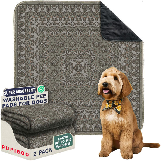 Picture of PUPIBOO Washable Pee Pads for Dogs - Super Absorbent Reusable Puppy Training Pads - 100% Waterproof, Leak-Proof & Non-Slip Whelping Pads for Pet Housebreaking