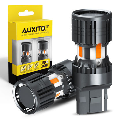 Picture of AUXITO CANBUS 7440 LED Bulbs Amber Yellow 4000 Lumens for Turn Signal Lights with Built-in Resistor Anti Hyper Flash 7440NA T20 7441 W21W WY21W Blinker Bulb Replacement, Pack of 2
