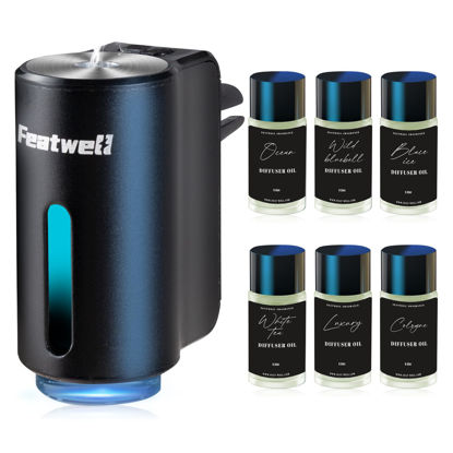 Picture of Featwell Car Air Freshener, Three Adjustable Modes Intelligent Car Aroma Diffuser, Rechargeable Car Aroma Diffuser, Black