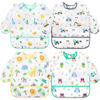 Picture of Accmor 4 Pack Long Sleeve Baby Bibs, Waterproof Sleeved Bib Smock for Baby Toddler 6-24 Months