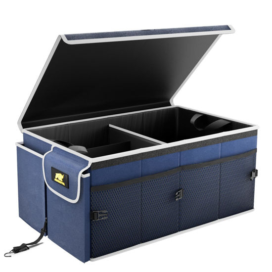 Picture of MIKKUPPA Car Trunk Organizer - 65L Collapsible Trunk Organizer with Lid, Sturdy Trunk Storage Organizers for SUV Auto Truck Van with Adjustable Straps and Non Slip Bottom (Blue)