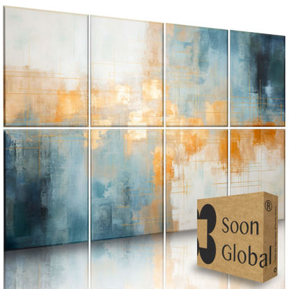 Picture of Soon Global 8-Pack Acoustical Wall Panels, 48 X 32 Inches Art Acoustic Panels, Decorative Acoustic Panels, Acoustic Wall Panels, Sound Absorbing Wall Art, Teal Aura