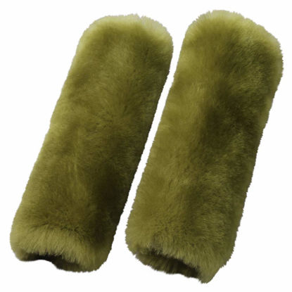 Picture of 2 Pack Car Seat Belt Cover Cushion, Fluffy Soft Sheepskin Auto Should Seat Belt Pads, Neck Protector for Women Adults Baby Kids Pet (Pea Green)