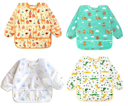 Picture of Accmor 4 Pack Long Sleeve Baby Bibs, Waterproof Sleeved Bib, Toddler Soft Bib for 24-36 Months