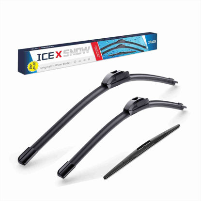 Picture of ICEXSNOW 3 Wipers 28"/14"/14" Windshield Wiper Blades Replacement for Honda Fit 2020 2019 2018 2017 2016 2015 2014 2013 2012 2011 2010 2009-Original Factory Quality Windshield Wiper Blades,U/J Hook