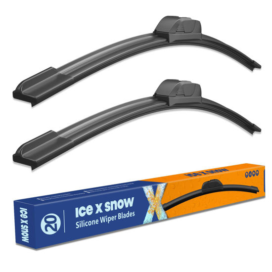 Picture of 20"+20" Silicone Windshield Wiper Blades Replacement For Ford F150 F250 F350 2008-1999,Expedition 2007-1999 Explorer 2010-2005 Mustang 2004-1999 Excursion 05-00 OEM Quality Wiper Blades