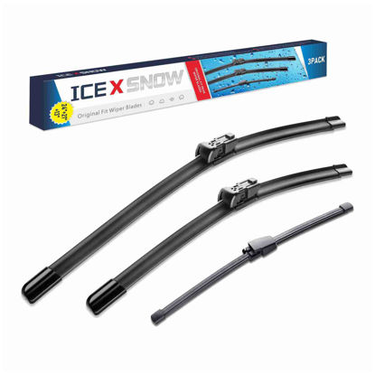 Picture of IceXsonw 3 Wipers Windshield Wiper Blades Replacment for Volkswagen VW Tiguan 2017 2016 2015 2014 2013 2012 2011 2010 2009-OEM Windshield Wiper Blades 24"/21"/13" (Top Lock)