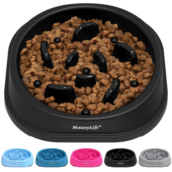 Picture of MateeyLife Small Slow Feeder Cat Bowls, Anti-Choking Puzzle Cat Food Bowls, Non Slip Interactive Dog Feeding Bowls Slow Down Eating, Bloat Stop Maze Cat Dishes Dog Feeder for Small Breeds 1 Cup Black