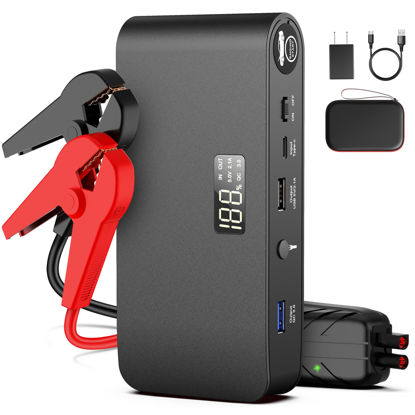 Picture of 1600A Battery Jump Starter 16000mAh Jump Pack 12V with Jumper Cables, Portable Battery Booster with USB QC 3.0 Wall Charger for Car 7.2L Gas/5.5L Diesel Engine