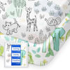 Picture of TotBasic Mini Crib Sheets Boy Girl, Ultra Soft Pack N Play Sheets Fitted, Neutral Pack and Play Mattress Sheets, Premium Jersey Knit Portable Crib Sheets, Secure and Cute, Elephant & Cartoon Safari