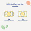 Picture of MAM Air Day & Night Baby Pacifier, for Sensitive Skin, Glows in The Dark, Boy , 6-16 Months (Pack of 3)(Packaging may vary)