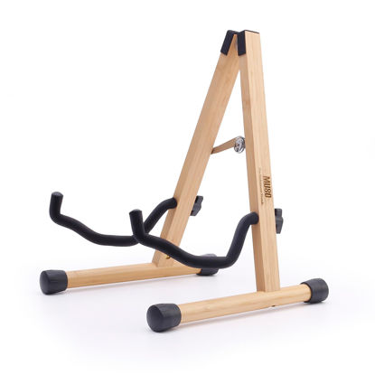 Picture of MUSO Bamboo Guitar Stand, A-Frame Folding Holder, Easy Assembly and Portable, For Acoustic Guitar, Electric Bass,Violin, Viola,Cello,Ukulele,Banjo,Mandolin, Protect Valuable Instrument