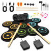Picture of BESFAN Portable Electronic Drum Pad Set for Kids - 10 Pads Roll up Drum Practice Pad with Pedals & Stick, Headphone, Musical Instruments for Kids Age 6-9, Great Holiday Christmas & Birthday Gift