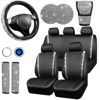 Picture of CAR PASS Leather Diamond Bling Seat Covers Full Sets 16 pcs, Bling Car Accessories Set for Women, Sparkly Rhinestone Steering Wheel Cover, Glitter Cute Car Interior Sets for Women Girl, Silver Diamond