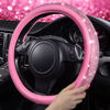 Picture of CAR PASS 11 PCS Bling Car Accessories Set for Women, Sparkly Rhinestone Diamond Steering Wheel Cover, Bling Seat Belt Cushion, Shift Knob Cover, Push Start Button Ring, Car Cup Holder Coaster, Pink