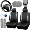 Picture of CAR PASS Diamond Bling Leather Seat Covers Set - 12 pcs Glitter Rhinestone Steering Wheel and Car Interior Accessory Set for Women - Silver