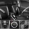 Picture of CAR PASS Diamond Bling Leather Seat Covers Set - 12 pcs Glitter Rhinestone Steering Wheel and Car Interior Accessory Set for Women - Silver