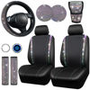 Picture of CAR PASS Leather Diamond Bling Seat Covers Sets 12pcs Bling Car Accessories Set for Women, Sparkly Rhinestone Steering Wheel Cover Set, Glitter Cute Car Interior Set for Women Girl, Multicolor Diamond