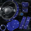 Picture of CAR PASS 7 PCS Bling Car Accessories for Women, Sparkly Rhinestone Diamond Steering Wheel Cover, Bling Seat Belt Cushion, Glitter Shift Knob Cover, Car Cup Holder Coaster, Cute Interior Sets Blue
