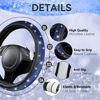 Picture of CAR PASS 7 PCS Bling Car Accessories for Women, Sparkly Rhinestone Diamond Steering Wheel Cover, Bling Seat Belt Cushion, Glitter Shift Knob Cover, Car Cup Holder Coaster, Cute Interior Sets Blue
