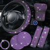Picture of CAR PASS 7 PCS Bling Purple Car Steering Wheel Cover Set for Women, Sparkly Rhinestone Diamond Bling Seat Belt Cushion, Glitter Shift Knob Cover, Car Cup Holder Coaster, Interior Sets Violet 14.5"-15"