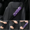 Picture of CAR PASS 7 PCS Bling Purple Car Steering Wheel Cover Set for Women, Sparkly Rhinestone Diamond Bling Seat Belt Cushion, Glitter Shift Knob Cover, Car Cup Holder Coaster, Interior Sets Violet 14.5"-15"