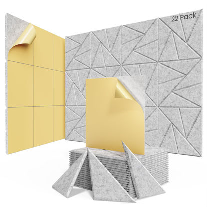 Picture of 22 pack Acoustic Panels With Self-Adhesive, 12"X 12"X 0.4"Sound Proof Foam Panels, Sound Panels High Density, Soundproof Wall Panels for Home Studio Office Grey
