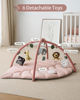 Picture of Blissful Diary Baby Play Gym & Activity Mat, Oversize Leaf Shaped Tummy Time Baby Play Mat w 6 Detachable Toys Promotes Motor Skills & Sensory Development, Newborn Infant Essentials Gift, Crystal Pink