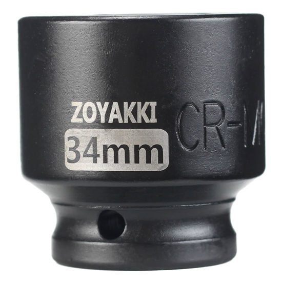 Picture of ZOYAKKI Shallow Impact Socket, SAE, 1/2 Inch Drive, 6 Point, Metric x 34 mm