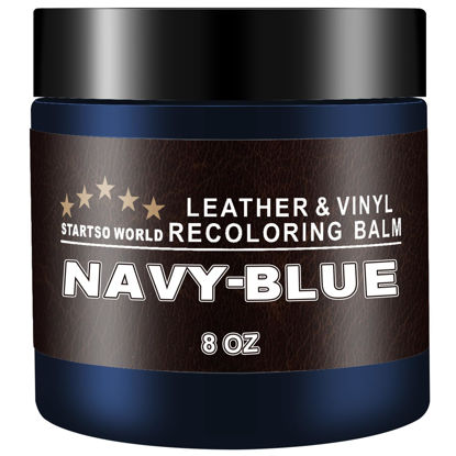 Picture of STARTSO WORLD Leather Recoloring Balm, Navy Blue Leather Repair Kit for Furniture, Leather Dye, Leather Color Restorer for Couches, Leather Couch Paint | Repair, Restore & Renew Old, Faded Leather