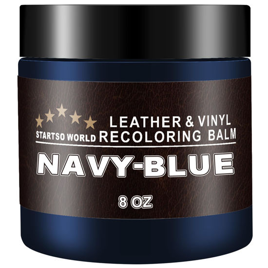 Picture of STARTSO WORLD Leather Recoloring Balm, Navy Blue Leather Repair Kit for Furniture, Leather Dye, Leather Color Restorer for Couches, Leather Couch Paint | Repair, Restore & Renew Old, Faded Leather