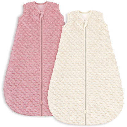 Picture of Yoofoss Fleece Baby Sleep Sack 6-12 Months with Plush Dots, TOG 1.5 Baby Wearable Blanket with 2-Way Zipper, Cotton Toddler Sleep Sack Fleece