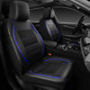 Picture of CAR PASS Universal FIT Piping Leather Two Front Seat Covers, Waterproof Faux Leather for SUV Sedan Van Truck, Airbag Compatible,Reserved Opening Holes for Headrest Covers. (Black and Blue)