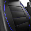 Picture of CAR PASS Universal FIT Piping Leather Two Front Seat Covers, Waterproof Faux Leather for SUV Sedan Van Truck, Airbag Compatible,Reserved Opening Holes for Headrest Covers. (Black and Blue)
